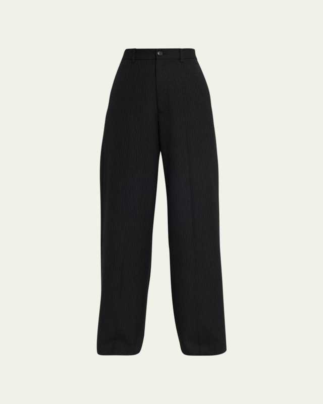 Johan Pinstripe Wide-Leg Wool Pants