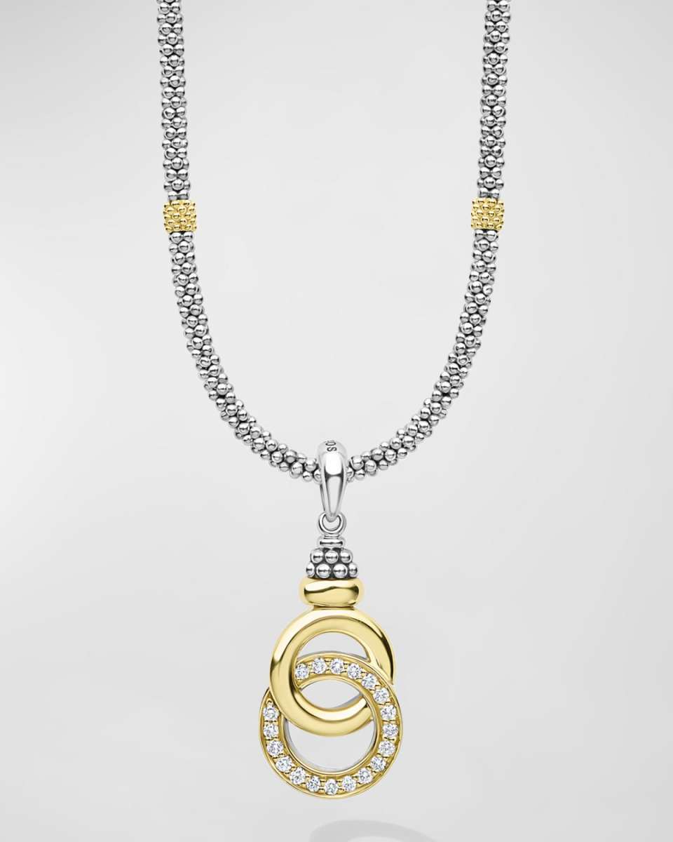 Caviar Two Tone Diamond Pendant Necklace