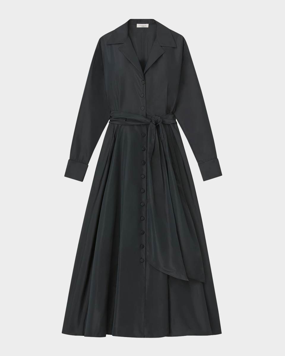 Belted A-Line Midi Shirtdress