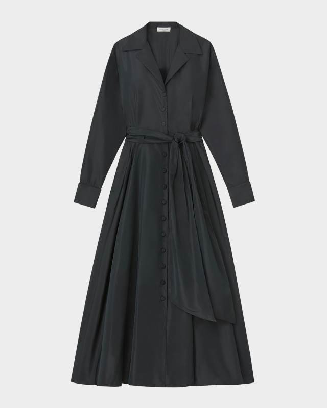 Belted A-Line Midi Shirtdress