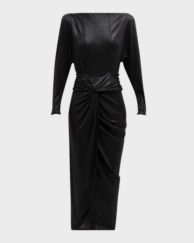Oceanna Metallic Twist-Front Dress