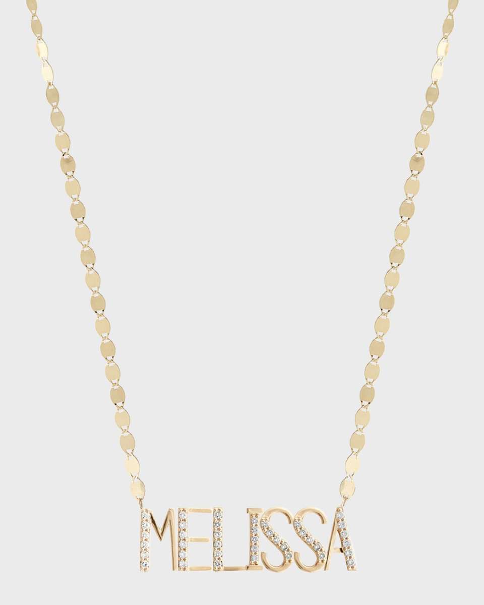 Gold Personalized Seven-Letter Pendant Necklace w/ Diamonds