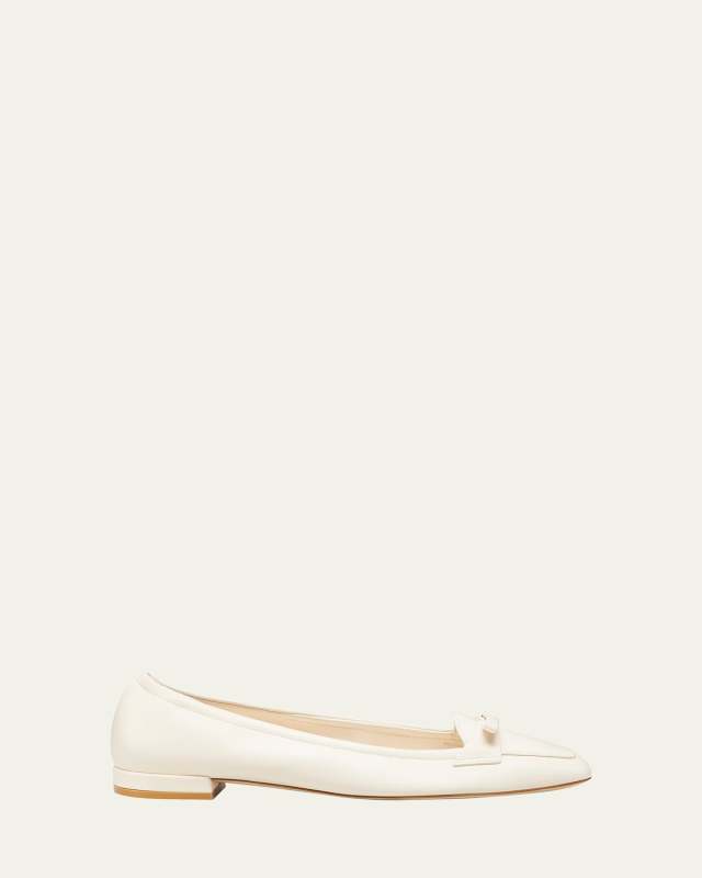 Tully Leather Bow Ballerina Loafers