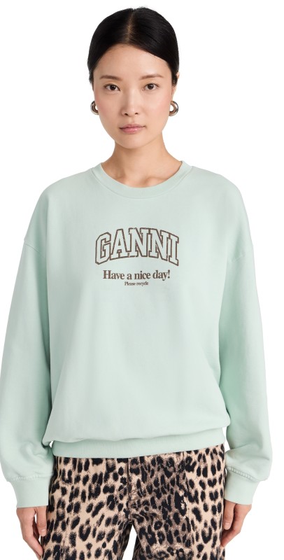 GANNI Isoli Ganni Oversized Sweatshirt Aqua Foam