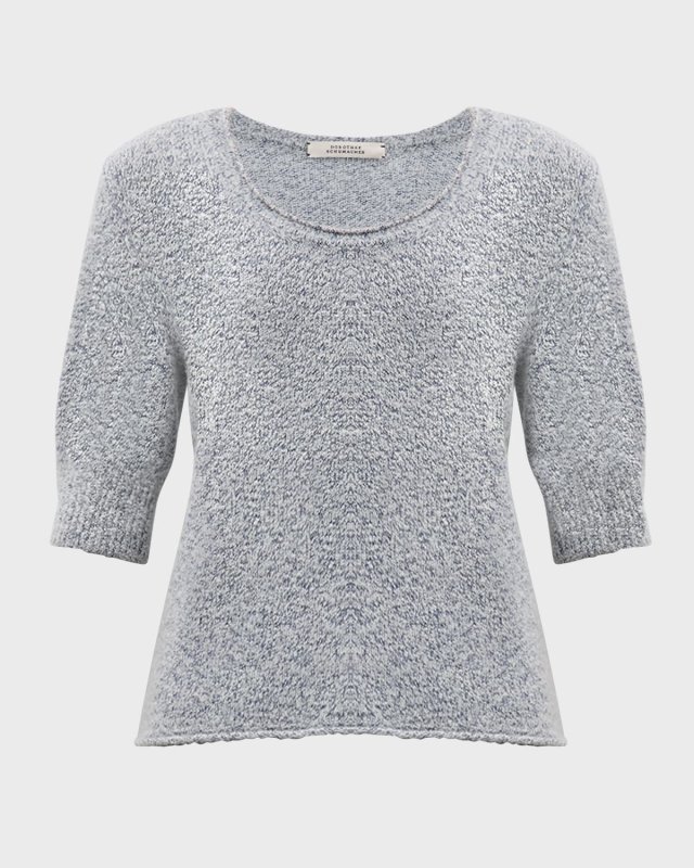 Luxury Delight Heathered Scoop-Neck Cashmere Pullover