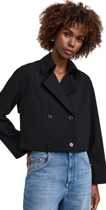 Theory Crop Trench Coat Black