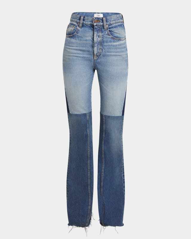 Denim Patchwork Flare Leg Pants