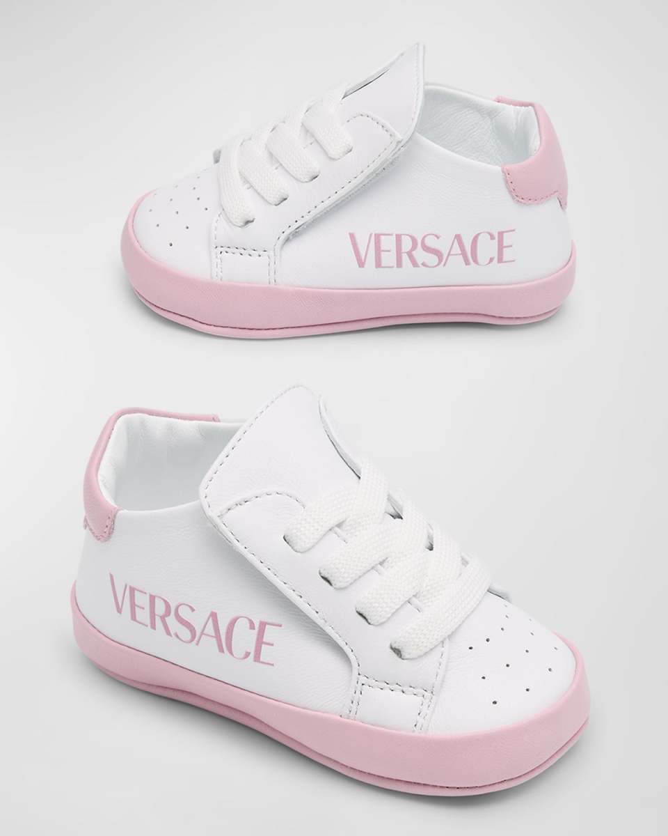 Girl's Logo-Print Leather Pre-Walkers, Newborn-12