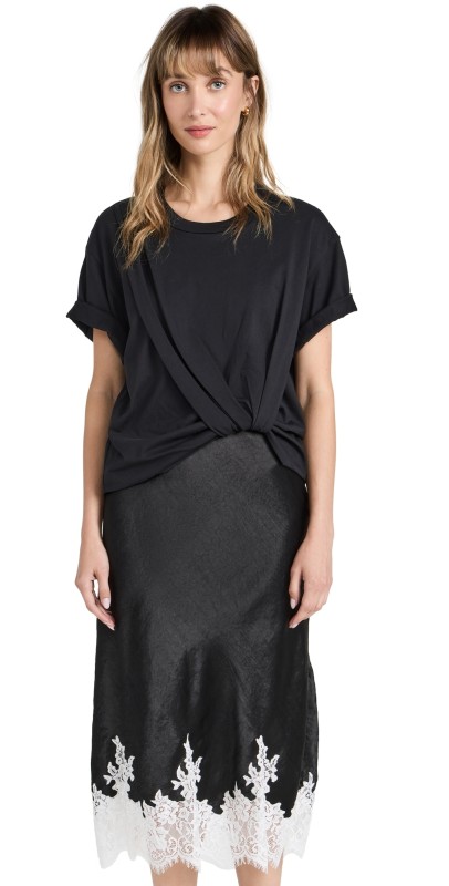 3.1 Phillip Lim T-Shirt Combo Dress with Lace Black/White