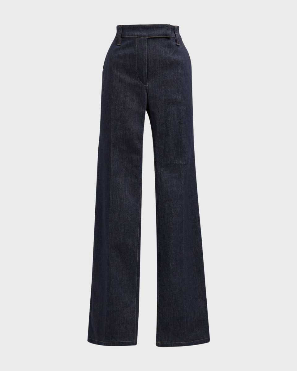 Dark Wash Skinny Denim Pants with Contrast Stiching