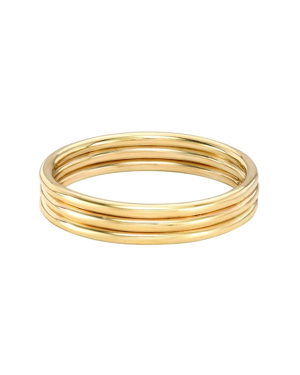 14k Gold Trio Band Ring, Size 6 and