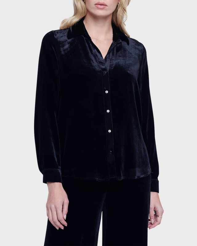 Argo Velvet Button-Front Blouse