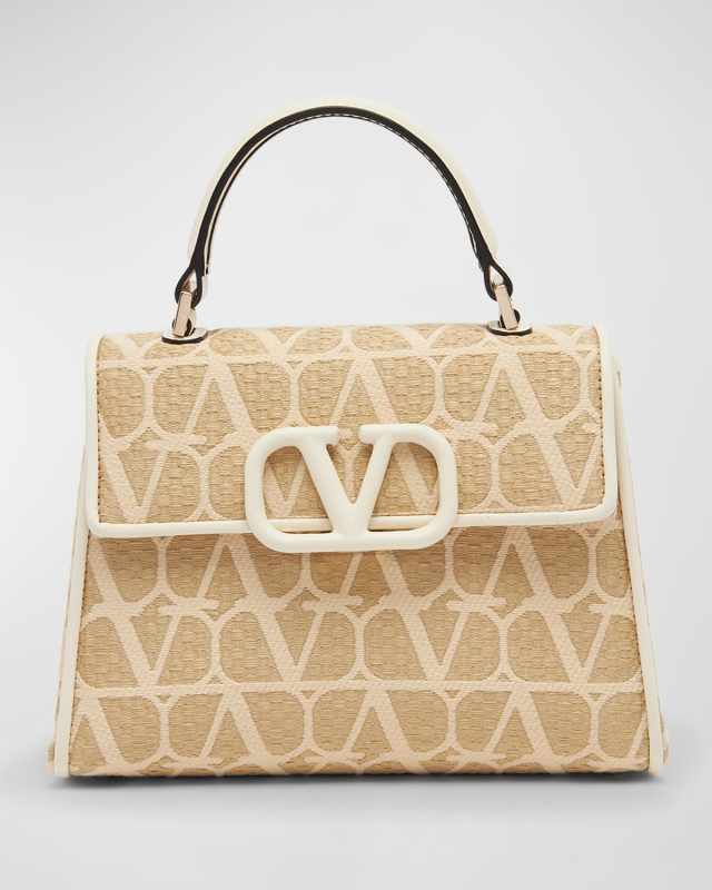 VSLING Small VLOGO Raffia Top-Handle Bag