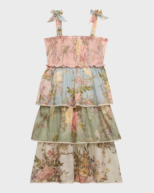 Waverly Tiered Floral-Print Dress, Size 1-12