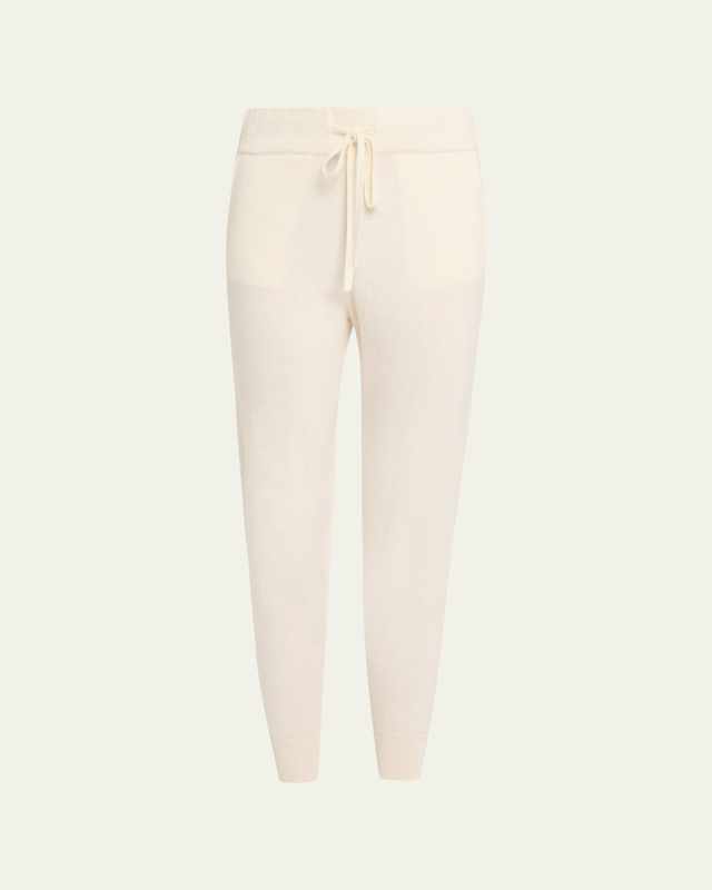 Cashmere Drawstring Sweatpants with Ribbed Ankle Cuffs
