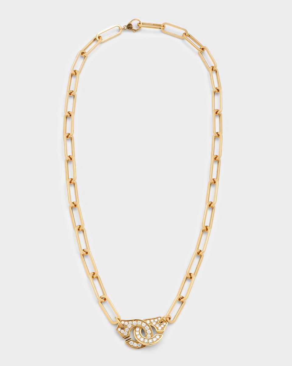 Yellow Gold Menottes R15 Extra-Large Chain Necklace with Diamonds