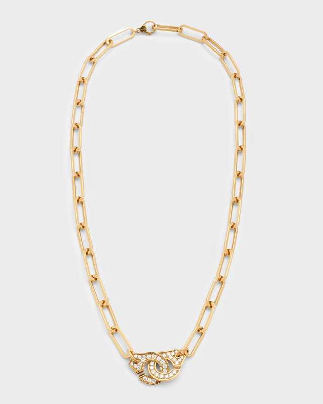 Yellow Gold Menottes R15 Extra-Large Chain Necklace with Diamonds