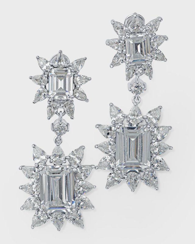 Mixed-Cut Cubic Zirconia Double Drop Earrings