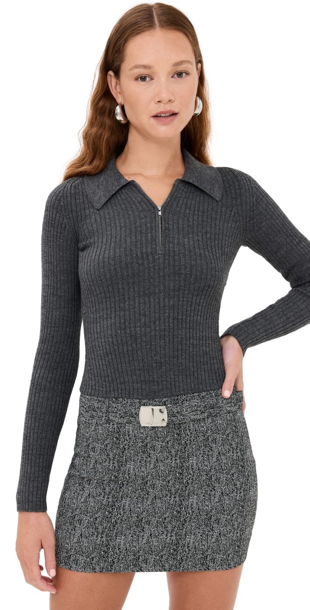 STAUD Platt Dress Textured Herringbone