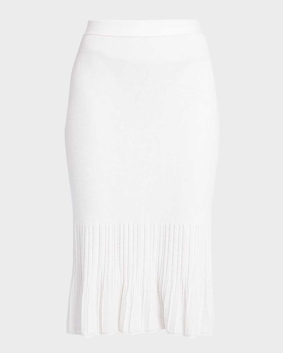 Wool Midi Skirt with Ribbed Underpinnin