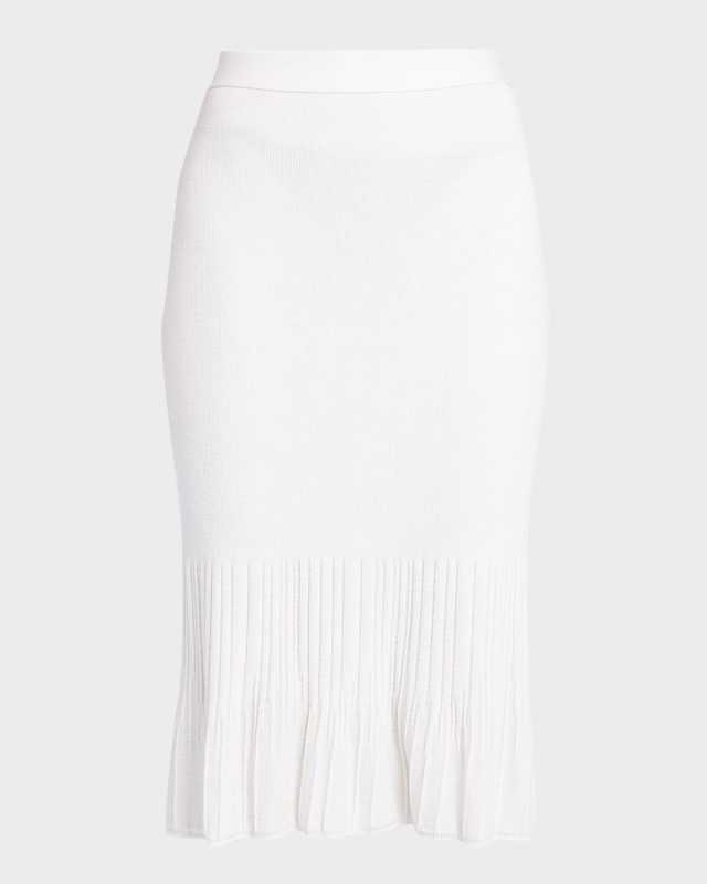 Wool Midi Skirt with Ribbed Underpinnin