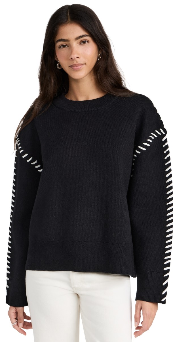 English Factory Whip Stitch Sweater Black/White