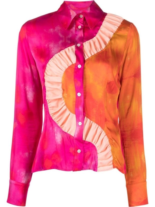 watercolour-effect colour-block blouse
