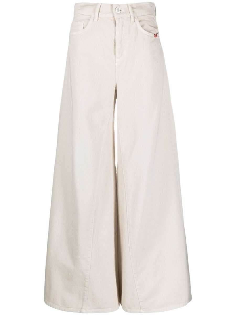 logo-patch wide-leg denim trousers