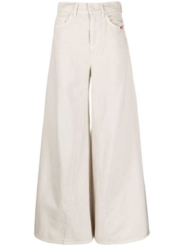 logo-patch wide-leg denim trousers