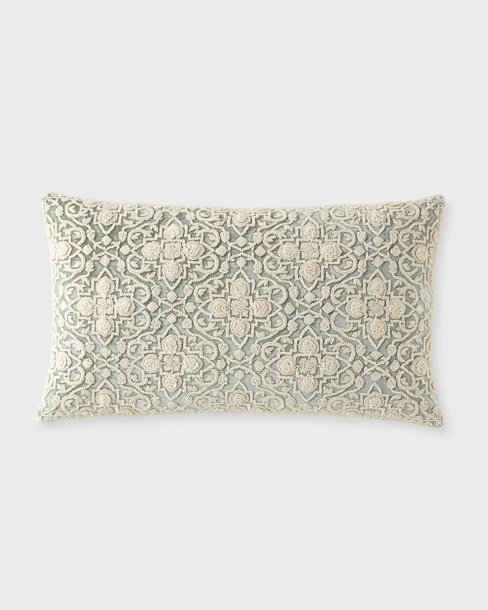 Glyes Beaded and Embroidered Velvet Decorative Pillow, 14" x 24"