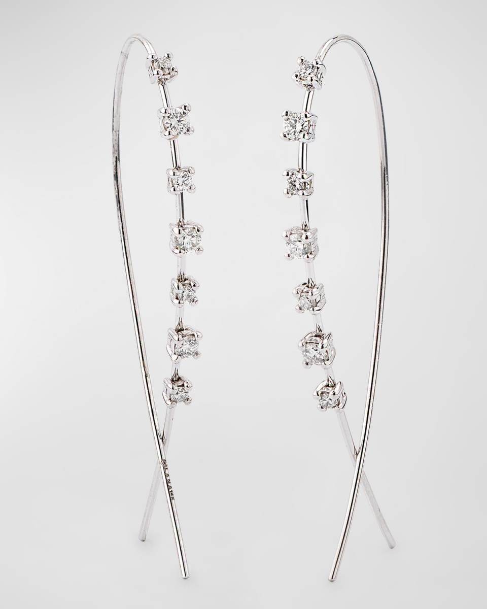 Solo Mini Narrow Upside Down Hoop Earrings with Diamonds, 41mm