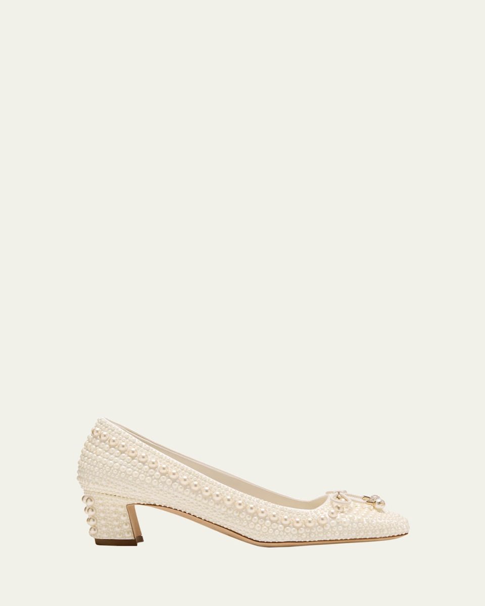 Elme Pearly Bow Ballerina Pumps