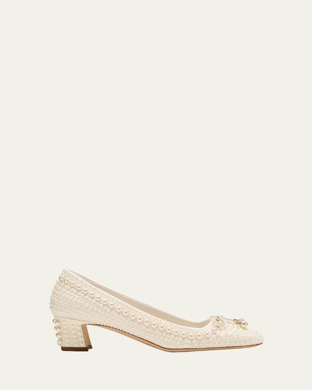 Elme Pearly Bow Ballerina Pumps