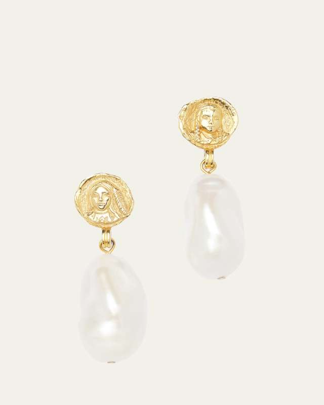 14K Yellow Gold Filles de Gaia Baroque Pearl Earrings