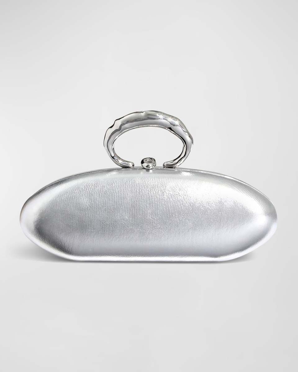 Molten Metallic Leather Bullet Minaudiere