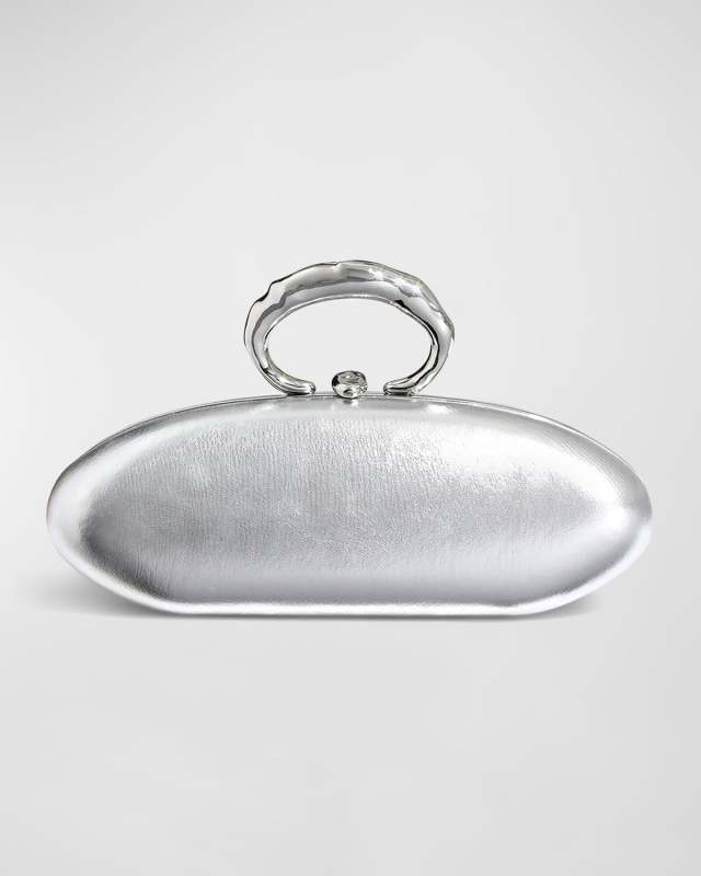 Molten Metallic Leather Bullet Minaudiere