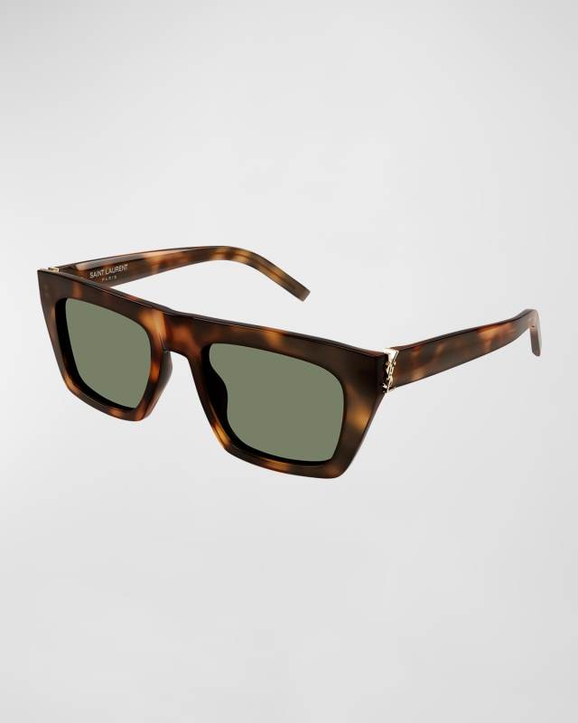 YSL Acetate Flat-Top Rectangle Sunglasses