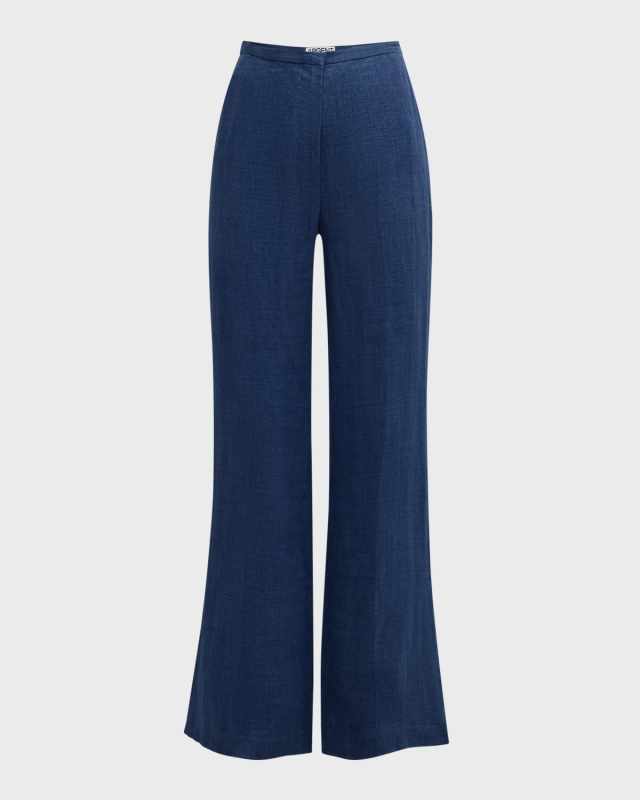 Prince Side-Slit Linen Denim Trousers