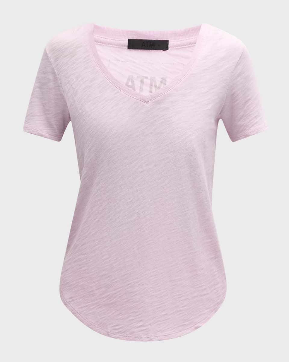 Short-Sleeve V-Neck Slub Jersey T