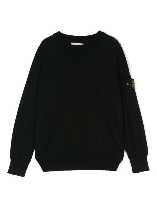 Compass-motif cotton jumper