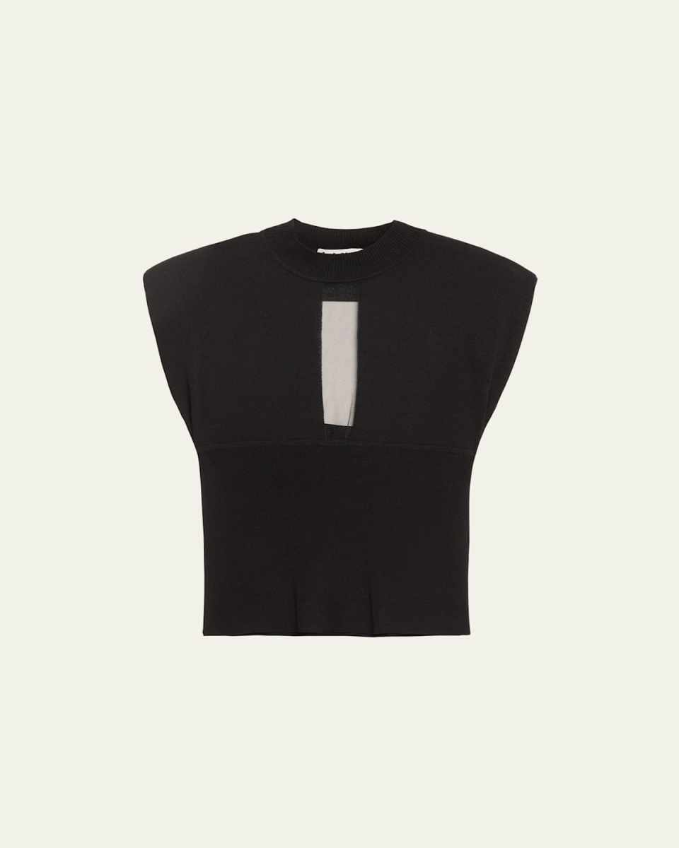 Muller Cutout Sheer-Inset Knit Top