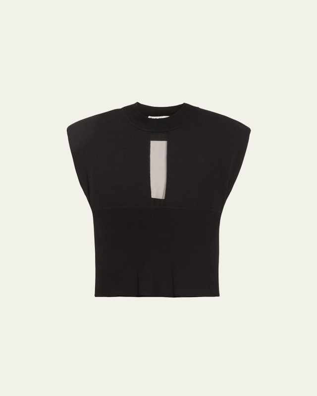 Muller Cutout Sheer-Inset Knit Top