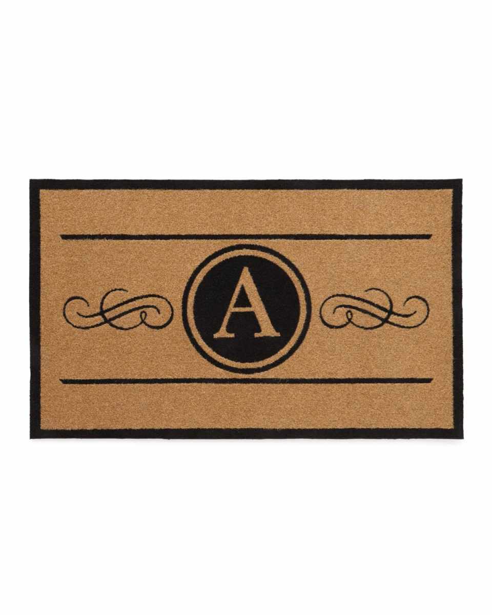 3 X 5 Natural Custom Scroll Monogrammed Door Rug
