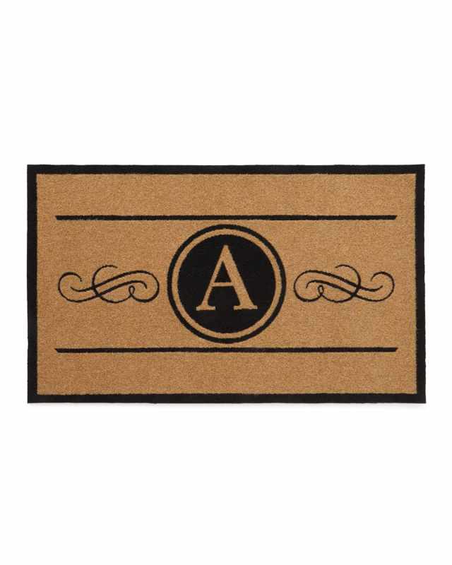 3 X 5 Natural Custom Scroll Monogrammed Door Rug