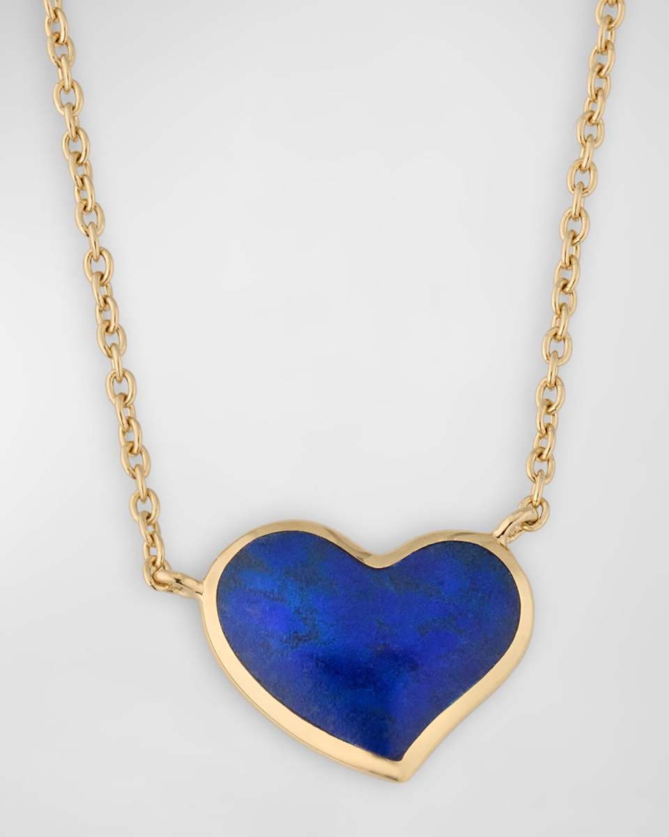 Single Heart Gemstone Pendant Necklace, 18"L