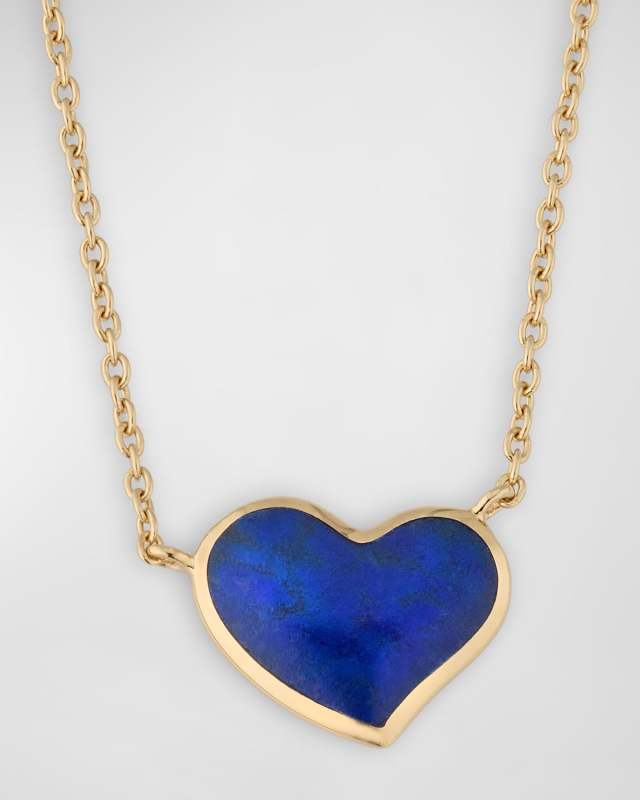 Single Heart Gemstone Pendant Necklace, 18"L