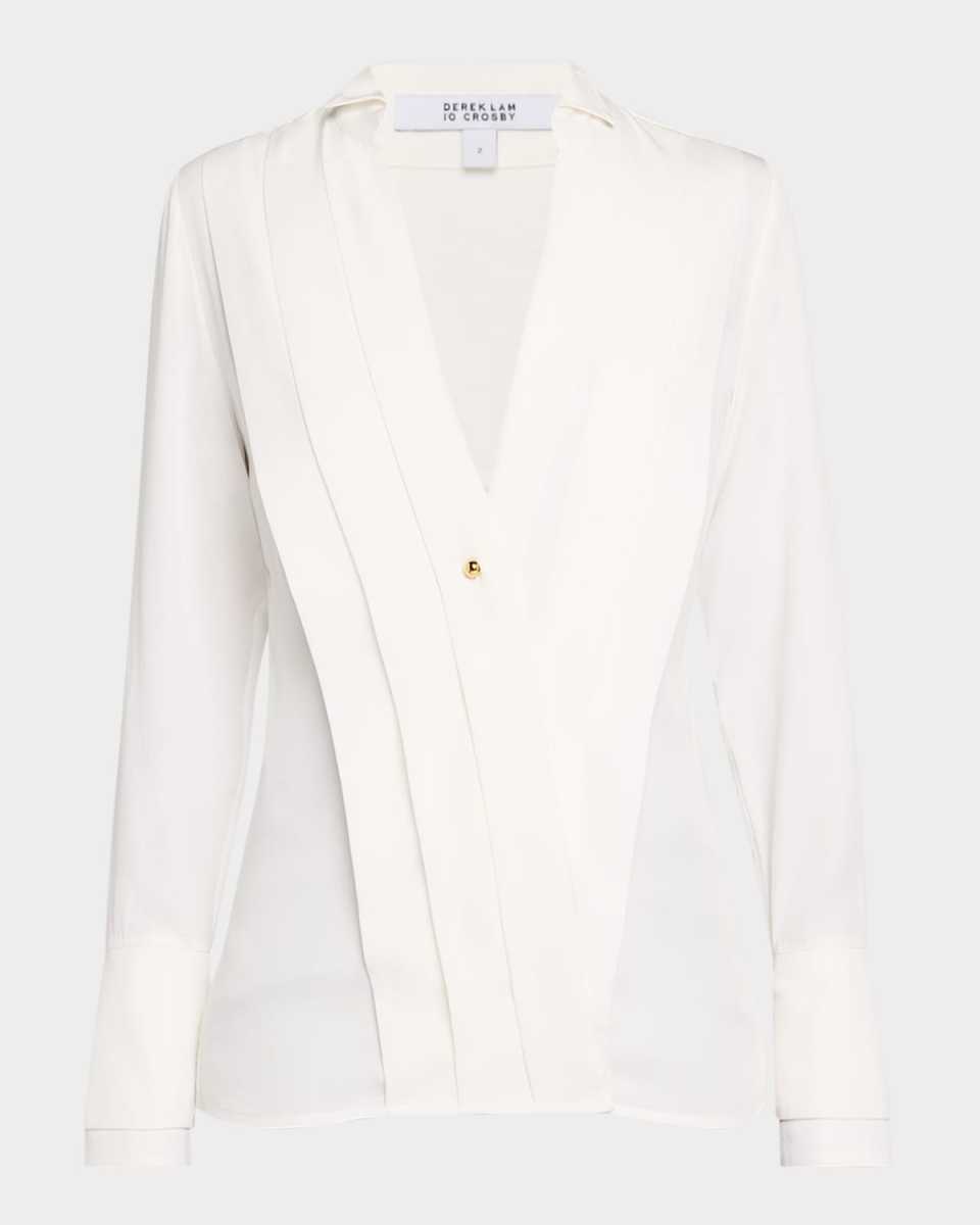 Tiffany Pleated Button-Front Blouse