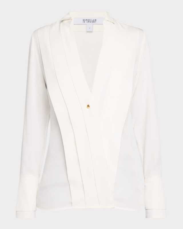 Tiffany Pleated Button-Front Blouse