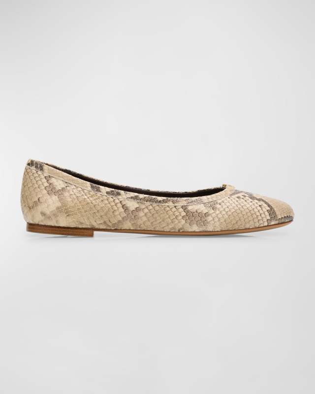 Marcie Snake-Embossed Ballerina Flats