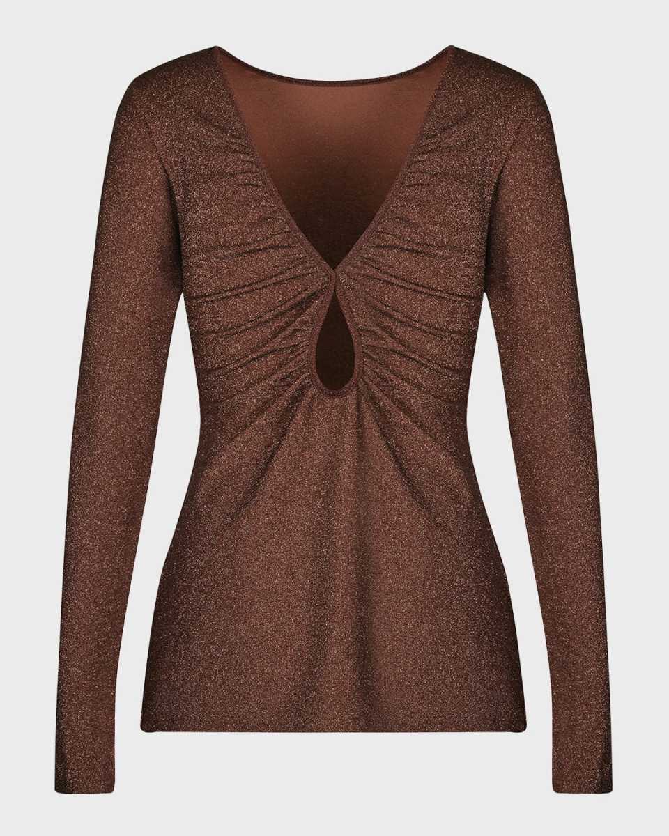 Party Filigree Metallic Long-Sleeve Reversible Top